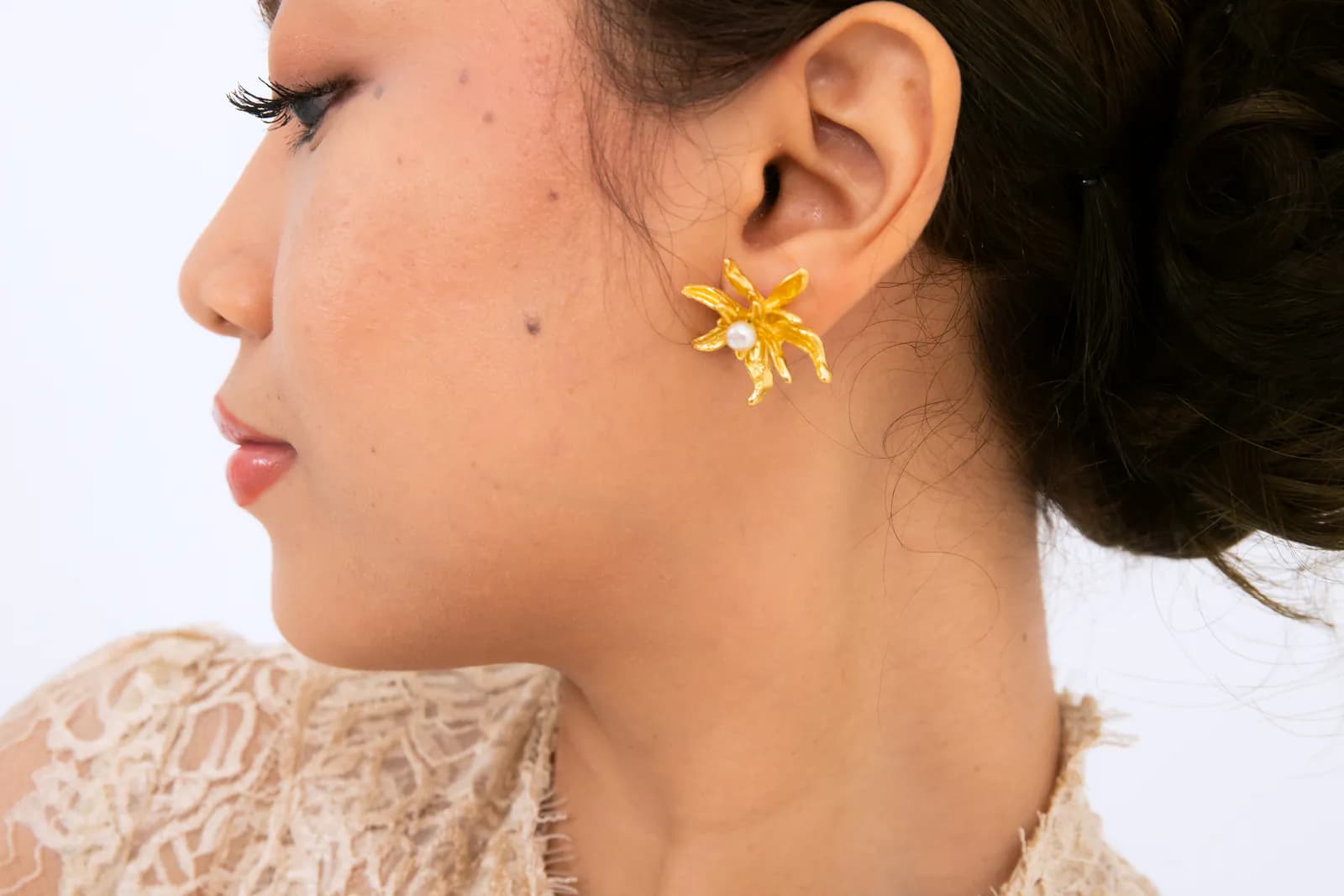 Sandat Pearl Studs — worn