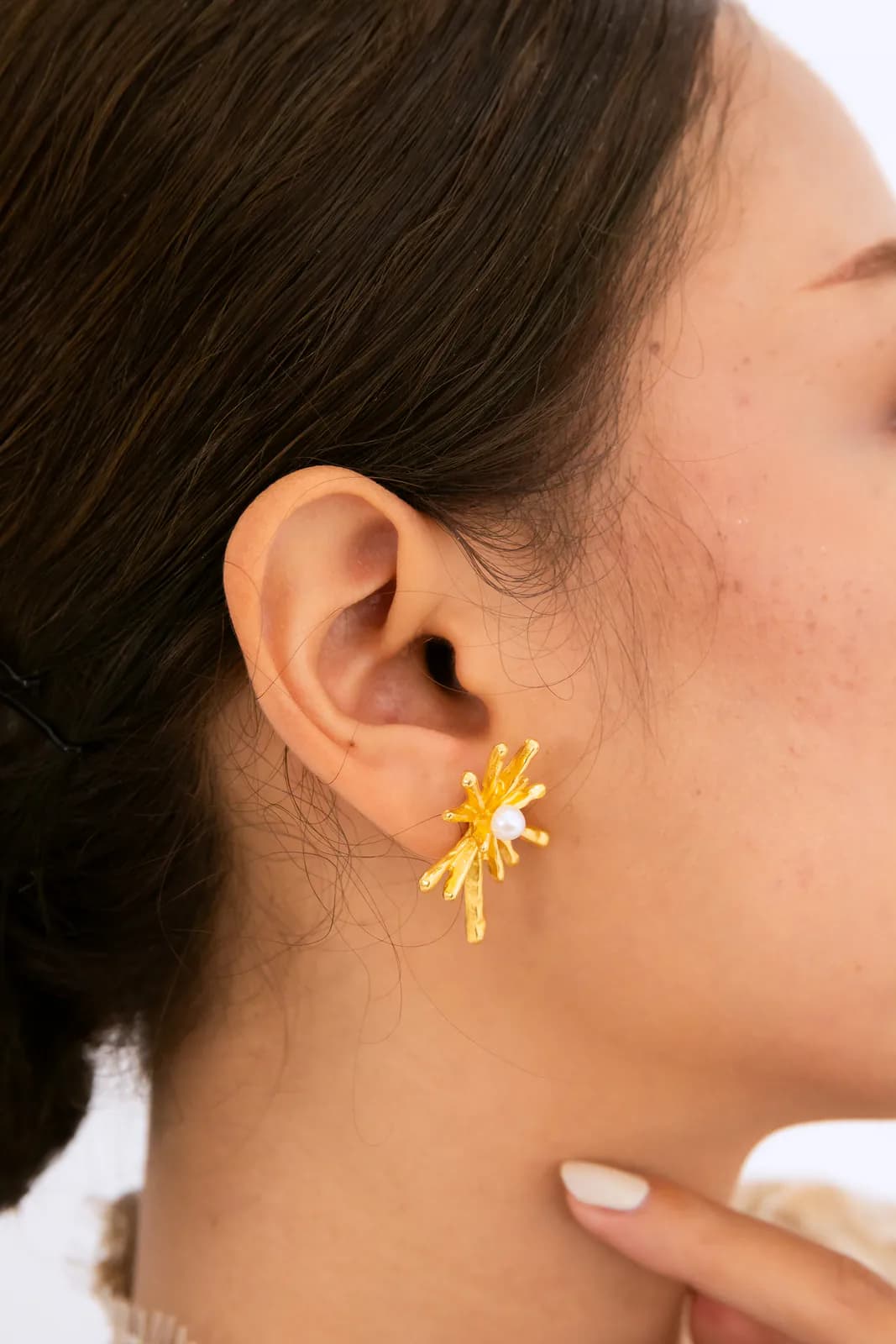 Surya Starburst Pearl Earrings